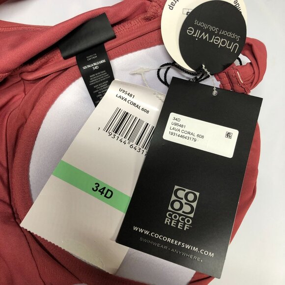 Coco Reef PerfectionFit Red Tankini Swim Top Adjustable Underwire Support 34D - Picture 7 of 10